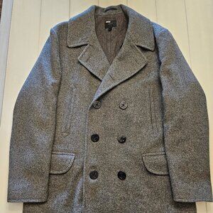 J.Crew Men's Grey Double Breasted Wool Blend Pea Coat XLarge